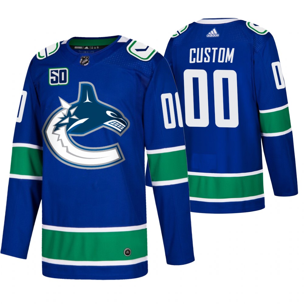 Cheap Men Vancouver Canucks Custom Adidas Blue 2019-20 Home Authentic NHL Jersey